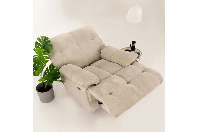 Osmara Reclinerfåtölj Elektrisk - Krämvit - Möbler - Vardagsrum - Fåtöljer - Liggfåtöljer