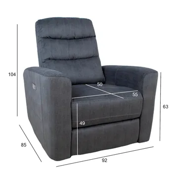 Reclinerfåtölj Darvi med elektrisk mekanism - grå sammet - Möbler - Vardagsrum - Fåtöljer - Biofåtöljer & reclinerfåtöljer