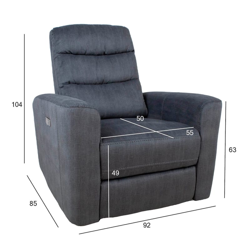 Reclinerfåtölj Darvi med elektrisk mekanism - grå sammet - Möbler - Vardagsrum - Fåtöljer - Biofåtöljer & reclinerfåtöljer