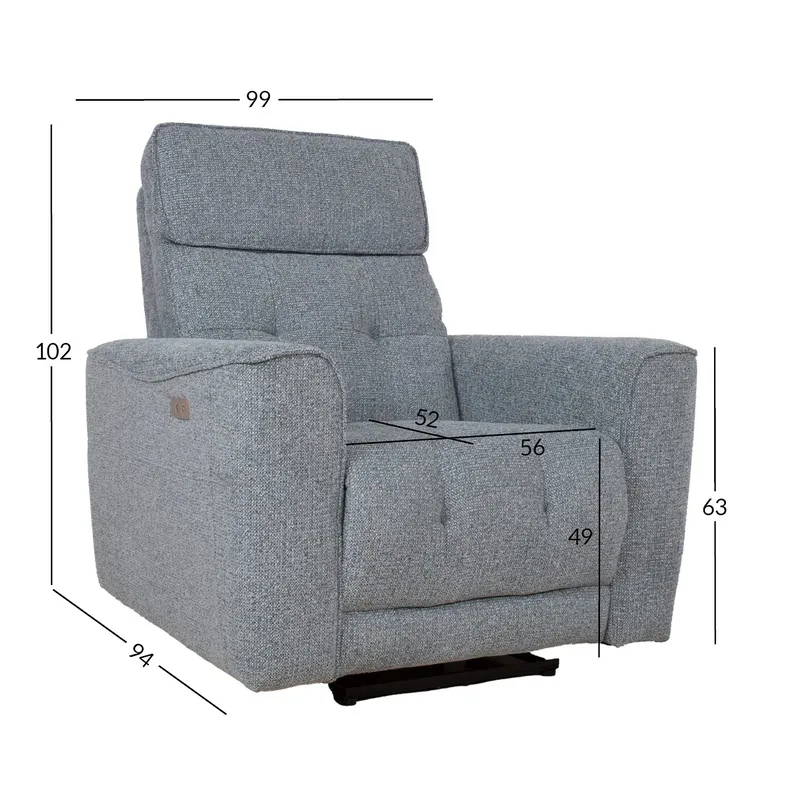 Reclinerfåtölj Glendor med elektrisk mekanismgrå - Blågrå - Möbler - Vardagsrum - Fåtöljer - Biofåtöljer & reclinerfåtöljer