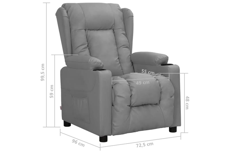 Reclinerfåtölj grå konstläder - Grå - Möbler - Vardagsrum - Fåtöljer - Biofåtöljer & reclinerfåtöljer