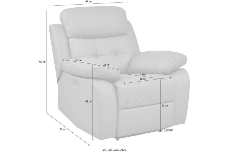 Reclinerfåtölj Loft24 Fåtölj Lannilis Ljusgrå, PU/trä/metall, Elektrisk vilstol Ljusgrå - Möbler - Vardagsrum - Fåtöljer - Biofåtöljer & reclinerfåtöljer
