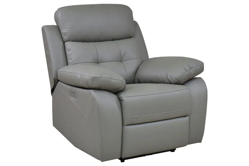 Reclinerfåtölj Loft24 Fåtölj Lannilis Ljusgrå, PU/trä/metall, Elektrisk vilstol Ljusgrå - Möbler - Vardagsrum - Fåtöljer - Biofåtöljer & reclinerfåtöljer