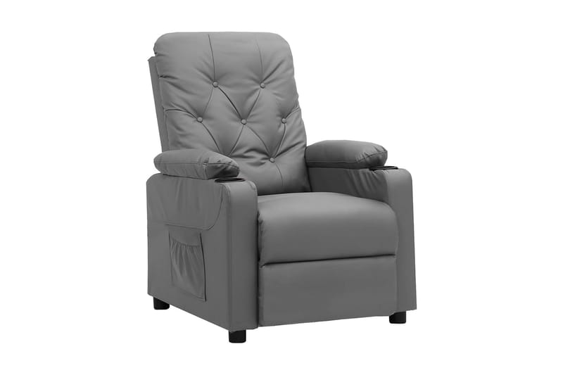 Reclinerfåtölj med uppresningshjälp grå konstläder - Grå - Möbler - Vardagsrum - Fåtöljer - Biofåtöljer & reclinerfåtöljer