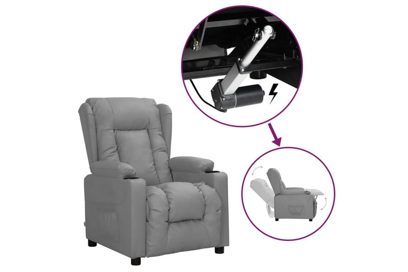 Reclinerfåtölj med uppresningshjälp grå konstläder - Grå - Möbler - Vardagsrum - Fåtöljer - Biofåtöljer & reclinerfåtöljer
