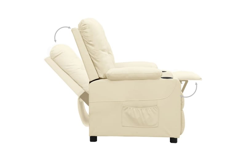 Reclinerfåtölj med uppresningshjälp gräddvit konstläder - Kräm - Möbler - Vardagsrum - Fåtöljer - Biofåtöljer & reclinerfåtöljer