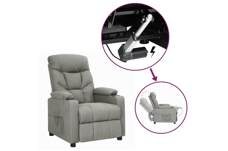 Reclinerfåtölj med uppresningshjälp ljusgrå tyg - Grå - Möbler - Vardagsrum - Fåtöljer - Biofåtöljer & reclinerfåtöljer