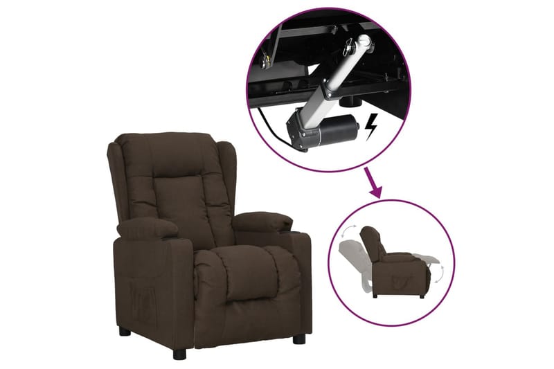 Reclinerfåtölj med uppresningshjälp mörkbrun tyg - Brun - Möbler - Vardagsrum - Fåtöljer - Biofåtöljer & reclinerfåtöljer