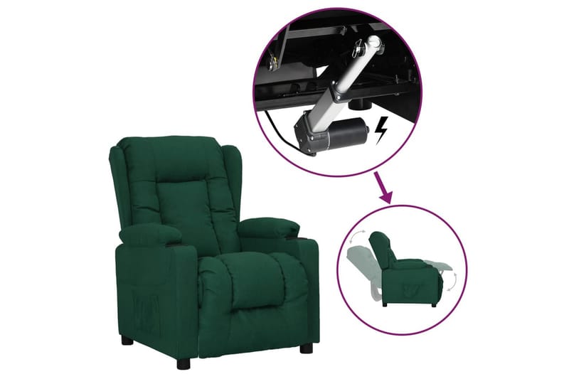 Reclinerfåtölj med uppresningshjälp mörkgrön tyg - Grön - Möbler - Vardagsrum - Fåtöljer - Biofåtöljer & reclinerfåtöljer