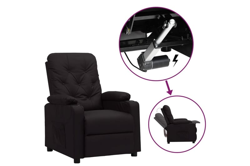 Reclinerfåtölj med uppresningshjälp svart konstläder - Svart - Möbler - Vardagsrum - Fåtöljer - Biofåtöljer & reclinerfåtöljer