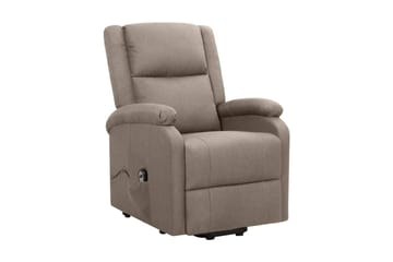 Reclinerfåtölj med uppresningshjälp taupe tyg