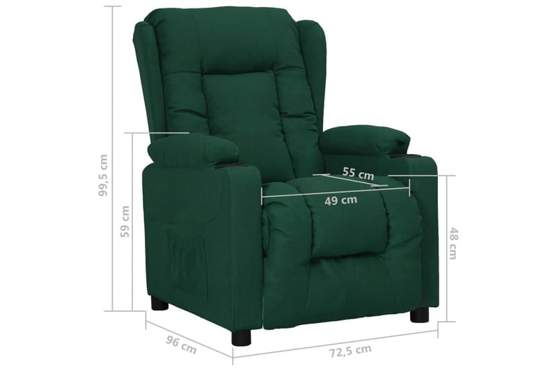 Reclinerfåtölj mörkgrön tyg - Grön - Möbler - Vardagsrum - Fåtöljer - Biofåtöljer & reclinerfåtöljer