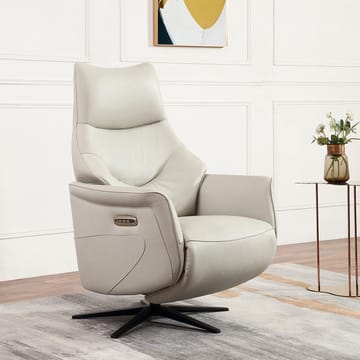 Reclinerfåtölj Rosdal med elektrisk mekanism - beige läder - Möbler - Vardagsrum - Fåtöljer - Skinnfåtölj