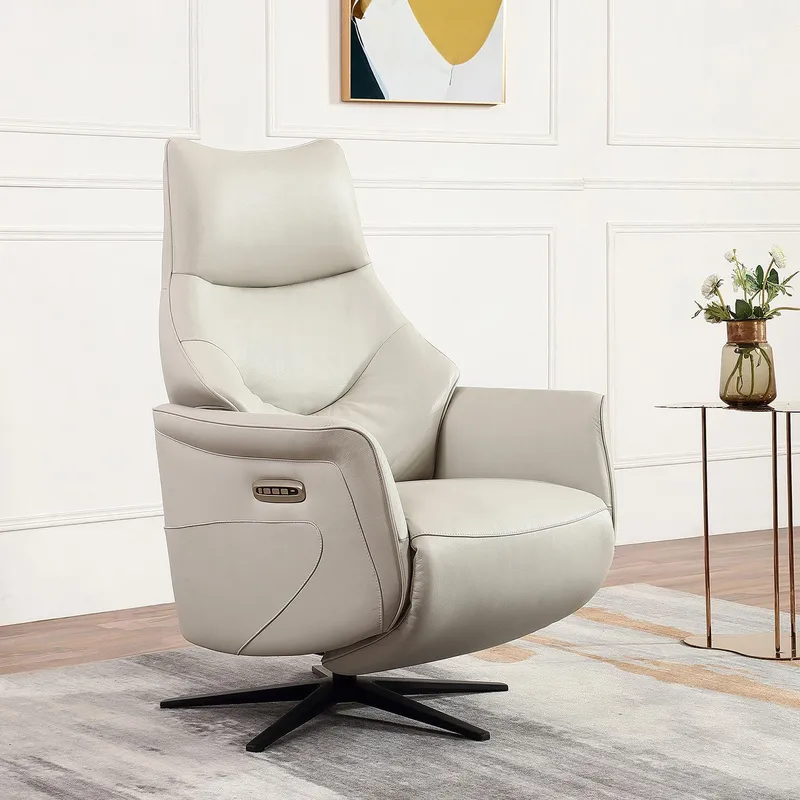 Reclinerfåtölj Rosdal med elektrisk mekanism - beige läder - Möbler - Vardagsrum - Fåtöljer - Biofåtöljer & reclinerfåtöljer