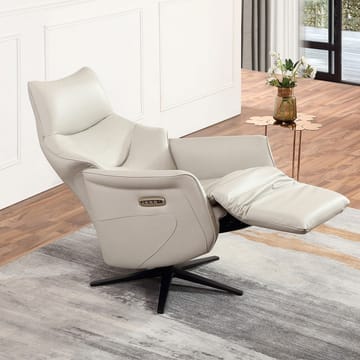 Reclinerfåtölj Rosdal med elektrisk mekanism - beige läder - Möbler - Vardagsrum - Fåtöljer - Skinnfåtölj