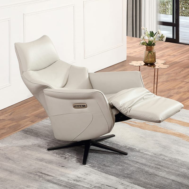 Reclinerfåtölj Rosdal med elektrisk mekanism - beige läder - Möbler - Vardagsrum - Fåtöljer - Biofåtöljer & reclinerfåtöljer