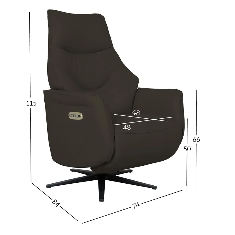 Reclinerfåtölj Rosdal med elektrisk mekanism - brunt läder - Möbler - Vardagsrum - Fåtöljer - Biofåtöljer & reclinerfåtöljer