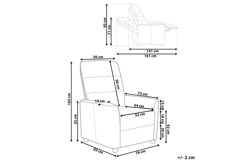Reclinerfåtölj Sande Vit/Svart - Vit/Svart - Möbler - Vardagsrum - Fåtöljer - Biofåtöljer & reclinerfåtöljer