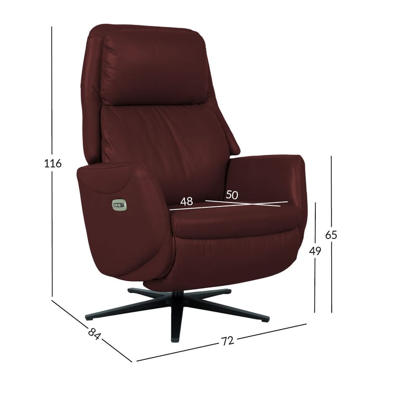 Reclinerfåtölj Wikros med elektrisk mekanism - mörkröd - Möbler - Vardagsrum - Fåtöljer - Biofåtöljer & reclinerfåtöljer