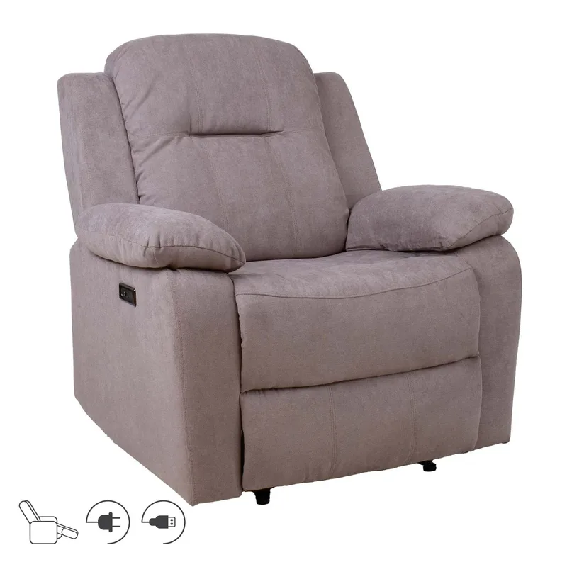 Reclinerfåtölj Ylmark med elektrisk mekanism, taupe
