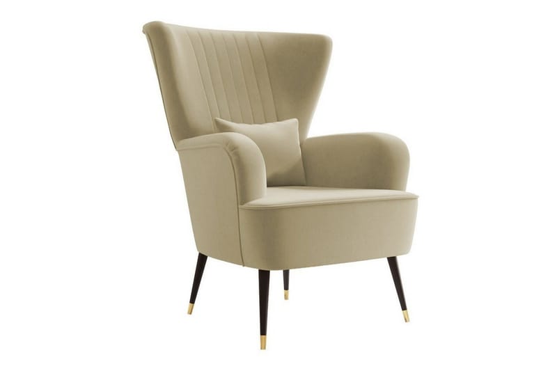 Rushmore Retro Fåtölj i Tyg med Träben - Beige - Möbler - Vardagsrum - Fåtöljer