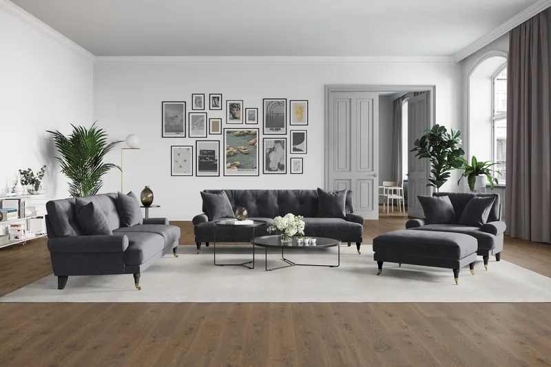 Andrew Loveseat Sammet - Mörkgrå/Mässing - Möbler - Vardagsrum - Fåtöljer - Sammetsfåtölj
