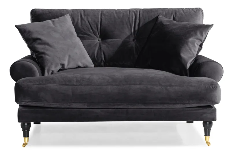 Andrew Loveseat Sammet - Mörkgrå/Mässing - Möbler - Vardagsrum - Fåtöljer - Sammetsfåtölj