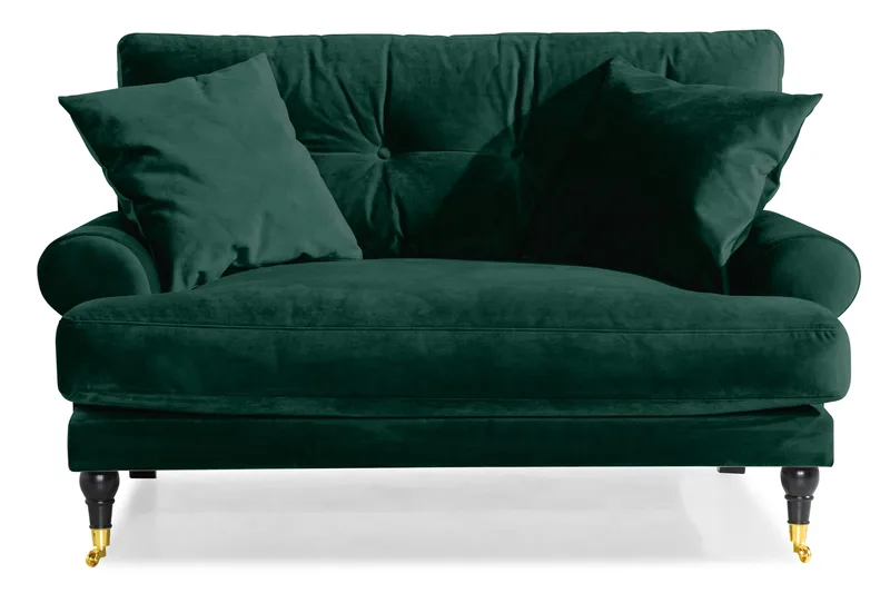 Andrew Loveseat Sammet - Mörkgrön/Mässing - Möbler - Vardagsrum - Fåtöljer - Sammetsfåtölj