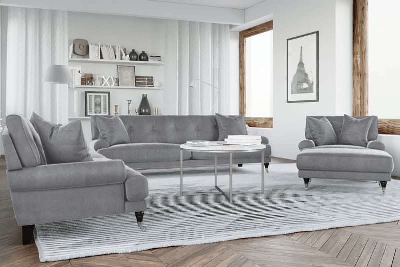 Andrew Loveseat Sammet - Silvergrå/Krom - Möbler - Vardagsrum - Fåtöljer - Sammetsfåtölj