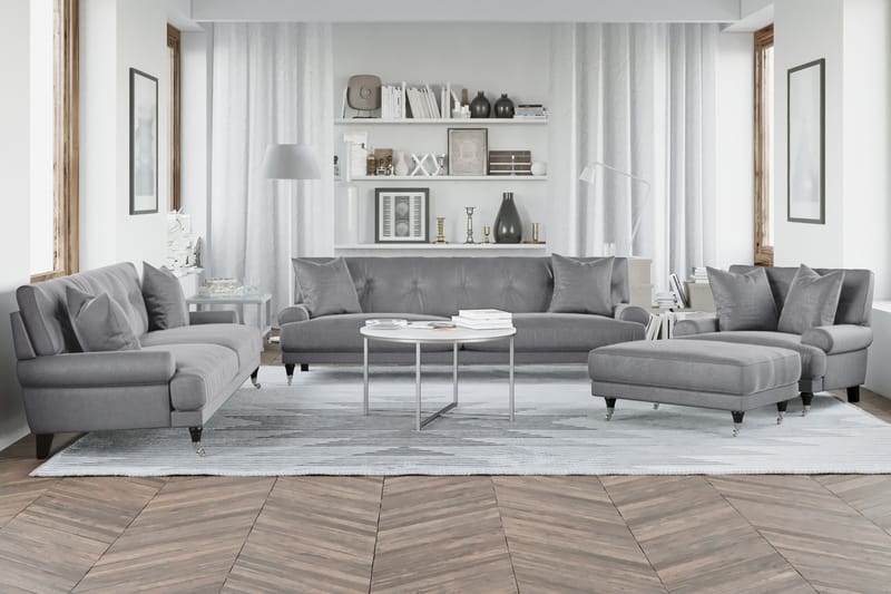 Andrew Loveseat Sammet - Silvergrå/Krom - Möbler - Vardagsrum - Fåtöljer - Sammetsfåtölj