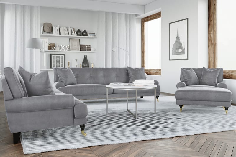 Andrew Loveseat Sammet - Silvergrå/Mässing - Möbler - Vardagsrum - Fåtöljer - Sammetsfåtölj