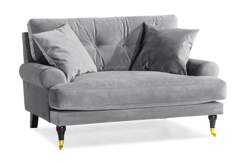 Andrew Loveseat Sammet - Silvergrå/Mässing - Möbler - Vardagsrum - Fåtöljer - Sammetsfåtölj