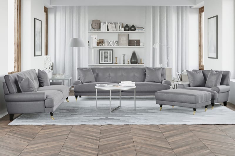 Andrew Loveseat Sammet - Silvergrå/Mässing - Möbler - Vardagsrum - Fåtöljer - Sammetsfåtölj