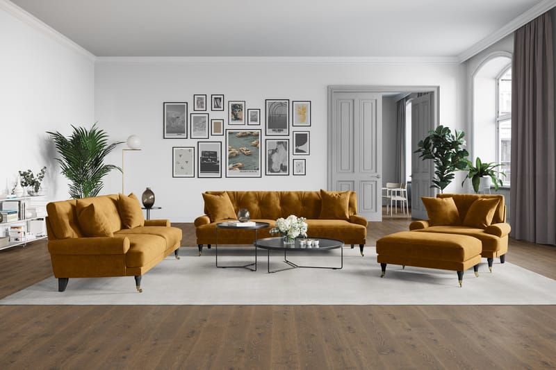 ANTHONY Loveseat Sammet Amber/Mässing - Möbler - Vardagsrum - Fåtöljer - Sammetsfåtölj