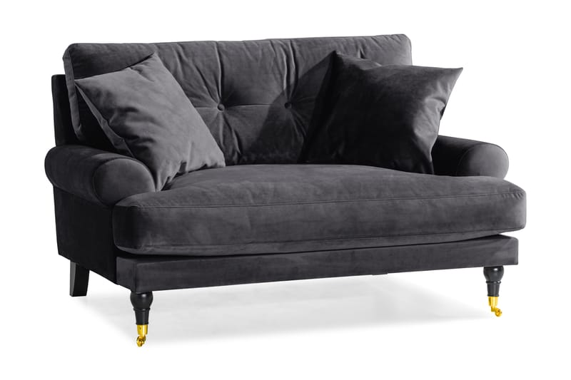 ANTHONY Loveseat Sammet Mörkgrå/Mässing - Möbler - Vardagsrum - Fåtöljer - Sammetsfåtölj