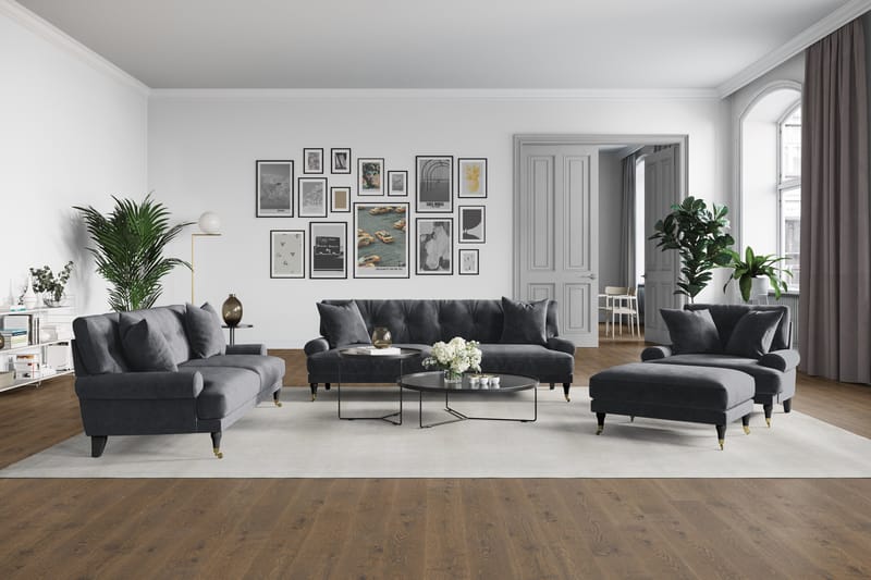 ANTHONY Loveseat Sammet Mörkgrå/Mässing - Möbler - Vardagsrum - Fåtöljer - Sammetsfåtölj