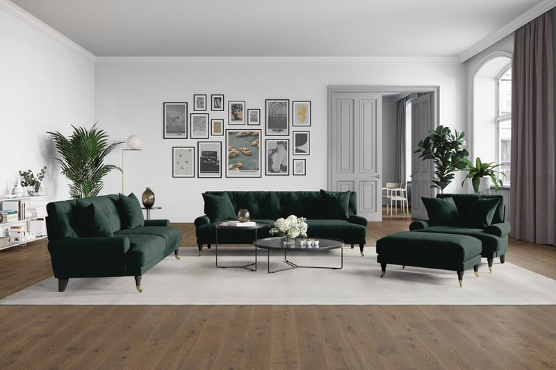 ANTHONY Loveseat Sammet Mörkgrön/Mässing - Möbler - Vardagsrum - Fåtöljer - Sammetsfåtölj