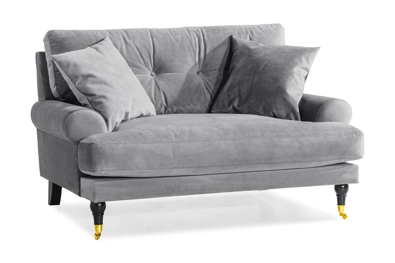 ANTHONY Loveseat Sammet Silvergrå/Mässing - Möbler - Vardagsrum - Fåtöljer - Sammetsfåtölj
