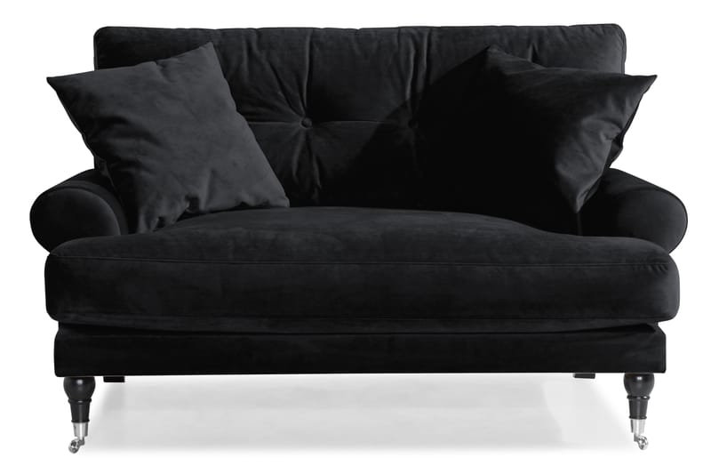 ANTHONY Loveseat Sammet Svart/Krom - Möbler - Vardagsrum - Fåtöljer - Sammetsfåtölj