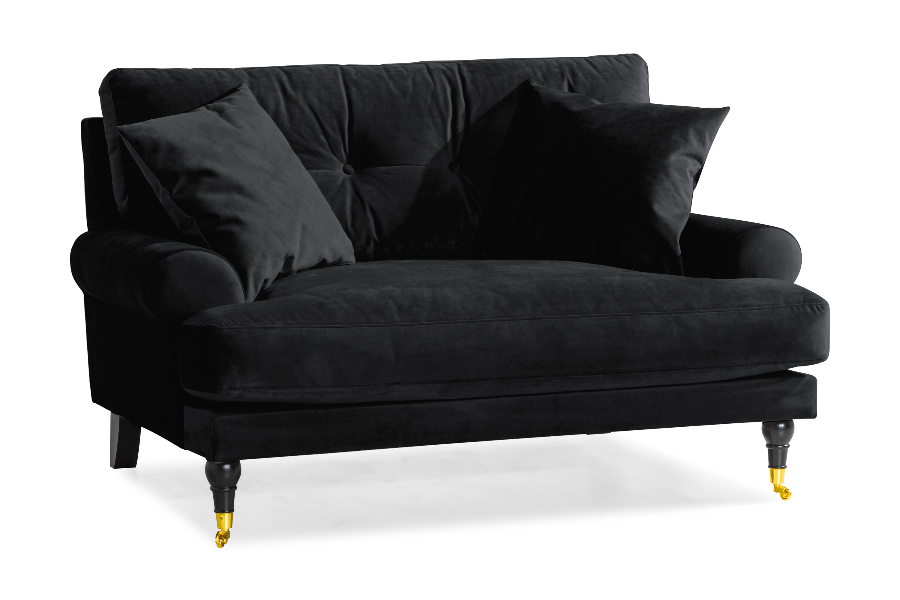 anthony loveseat sammet svart/mässing -