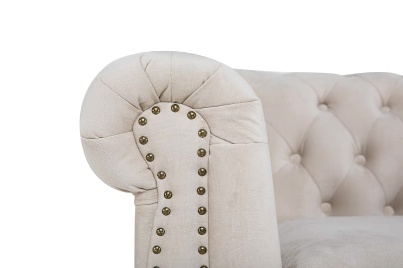 CHESTERFIELD DELUXE Fåtölj+Fotpall Sammet Beige - Möbler - Vardagsrum - Fåtöljer - Sammetsfåtölj