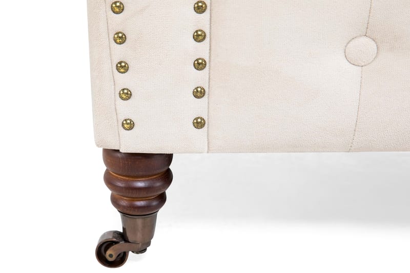 CHESTERFIELD DELUXE Fåtölj+Fotpall Sammet Beige - Möbler - Vardagsrum - Fåtöljer - Sammetsfåtölj