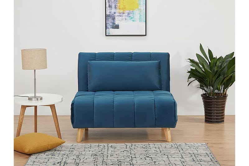 Douvrin Bäddfåtölj - Sammet/Blå/Natur - Möbler - Vardagsrum - Fåtöljer - Sammetsfåtölj