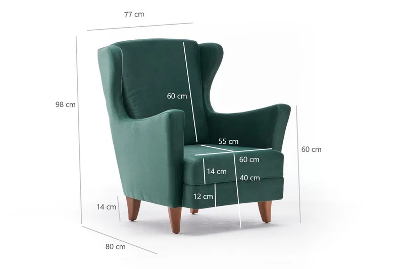 Edgara Fåtölj - Sammet/Grön/Natur - Möbler - Vardagsrum - Fåtöljer - Sammetsfåtölj
