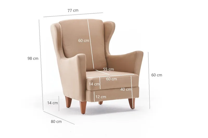 Edgara Fåtölj - Sammet/Krämvit/Natur - Möbler - Vardagsrum - Fåtöljer - Sammetsfåtölj