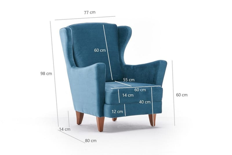 Edgara Fåtölj - Sammet/Turkos/Natur - Möbler - Vardagsrum - Fåtöljer - Sammetsfåtölj