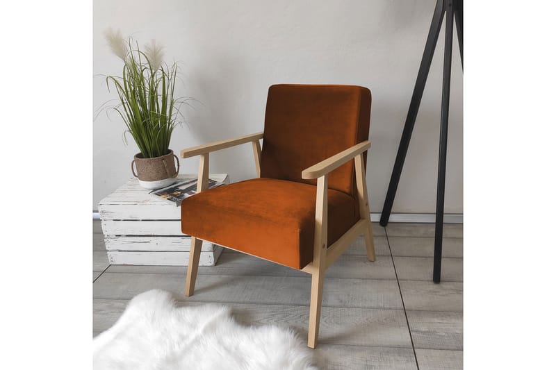 Retro Fåtölj - Sammet/Brun - Möbler - Vardagsrum - Fåtöljer - Sammetsfåtölj