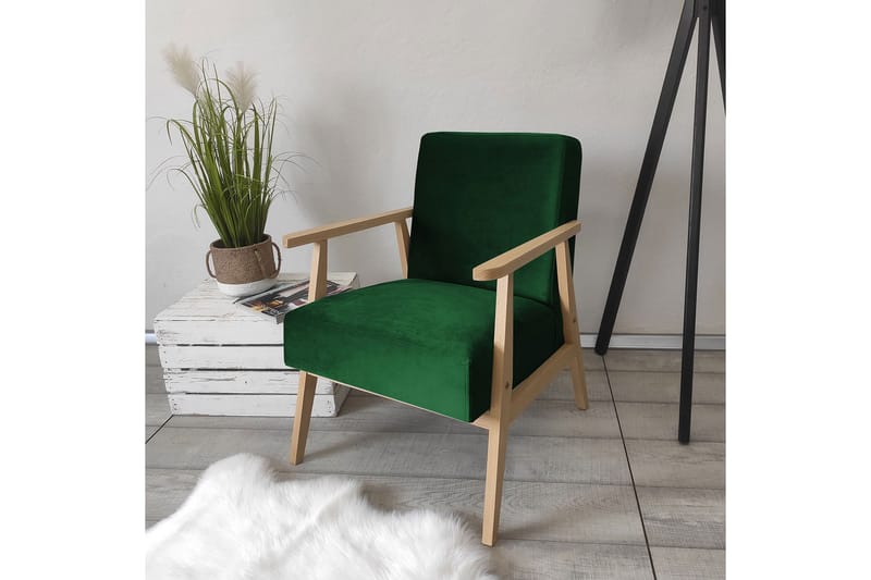 Retro Fåtölj - Sammet/Grön - Möbler - Vardagsrum - Fåtöljer - Sammetsfåtölj