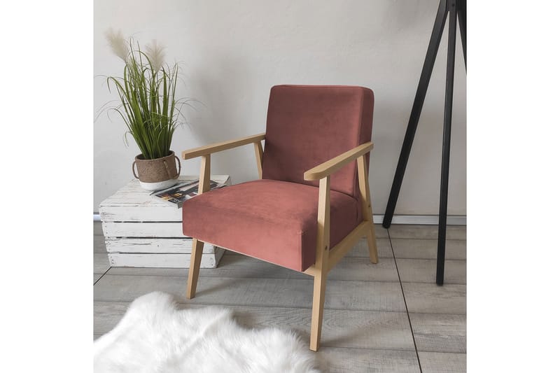 Retro Fåtölj - Sammet/Rosa - Möbler - Vardagsrum - Fåtöljer - Sammetsfåtölj