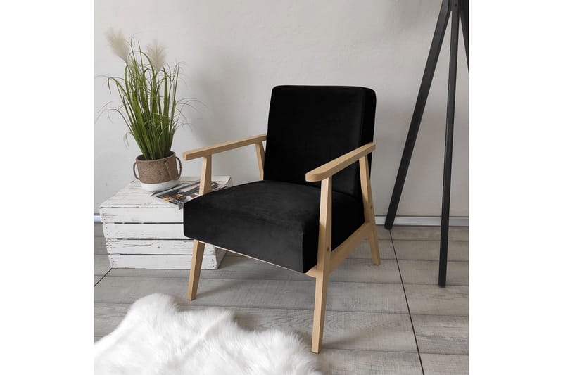 Retro Fåtölj - Sammet/Svart - Möbler - Vardagsrum - Fåtöljer - Sammetsfåtölj